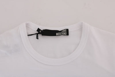 White Motive Print Cotton Stretch T-Shirt