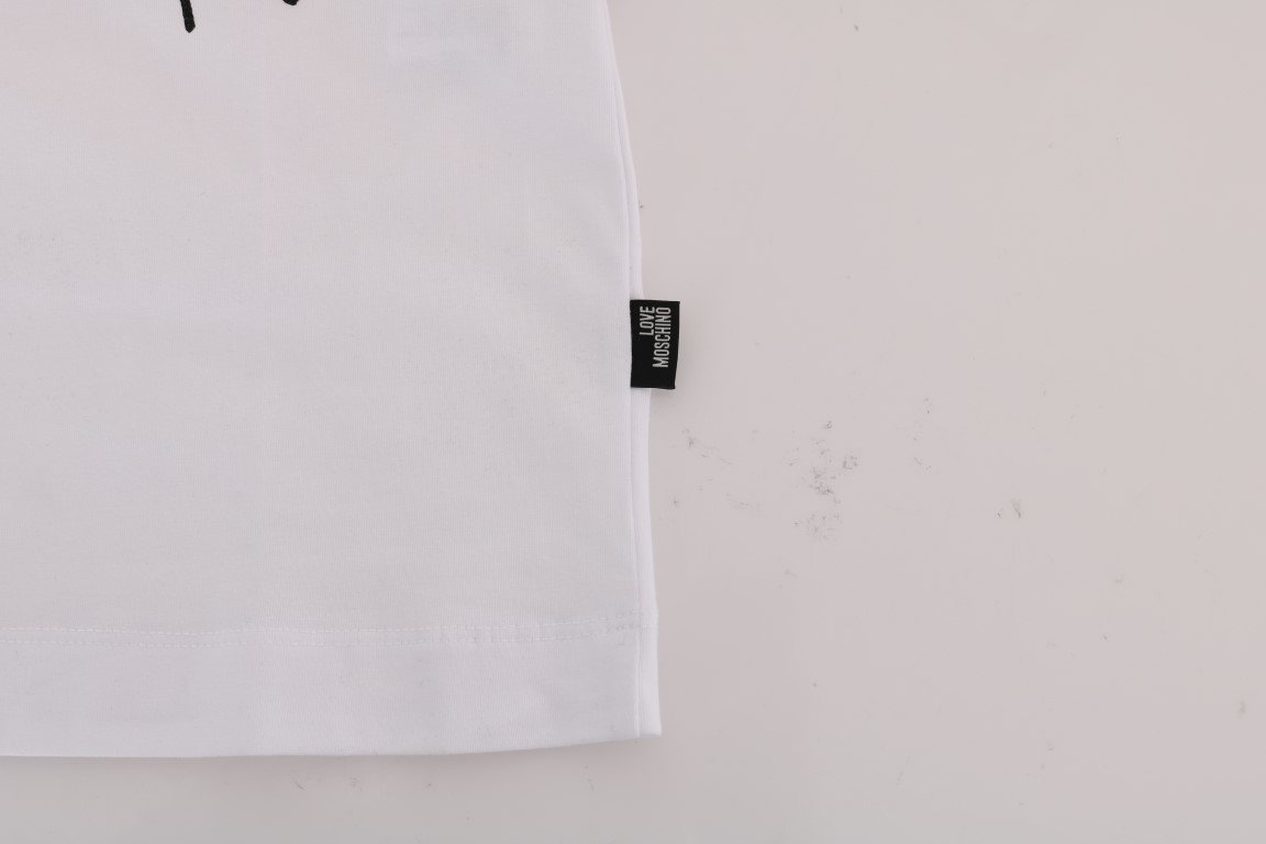 White Motive Print Cotton Stretch T-Shirt