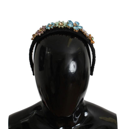 Black Brocade Gold Crystal Floral Headband