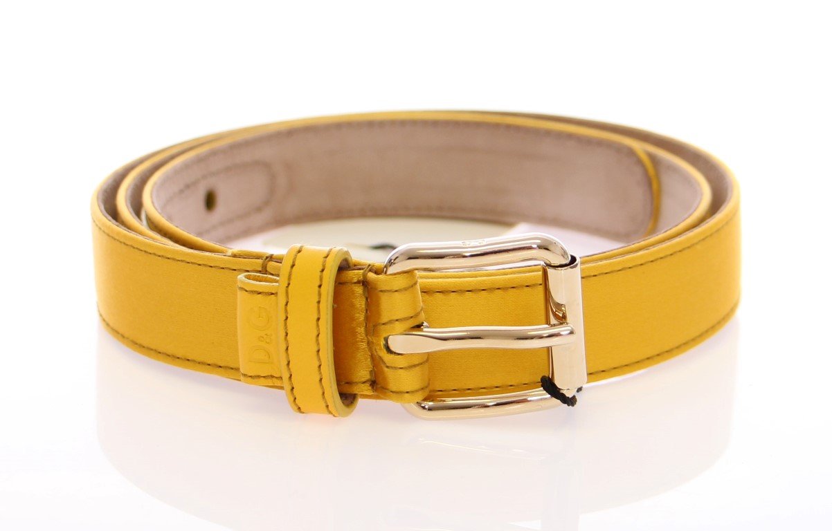 Yellow Leather Silk Logo Belt