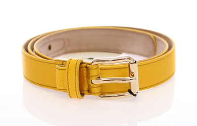 Yellow Leather Silk Logo Belt