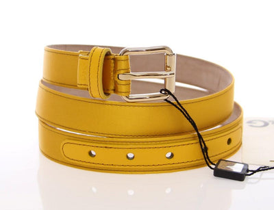 Yellow Leather Silk Logo Belt
