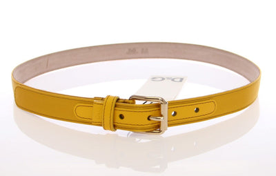 Yellow Leather Silk Logo Belt