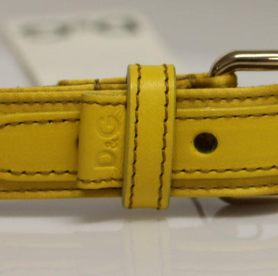 Yellow Leather Silk Logo Belt