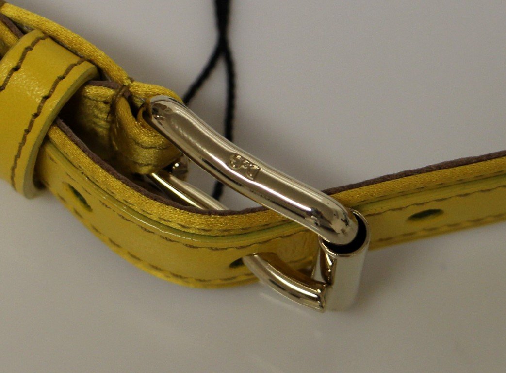 Yellow Leather Silk Logo Belt