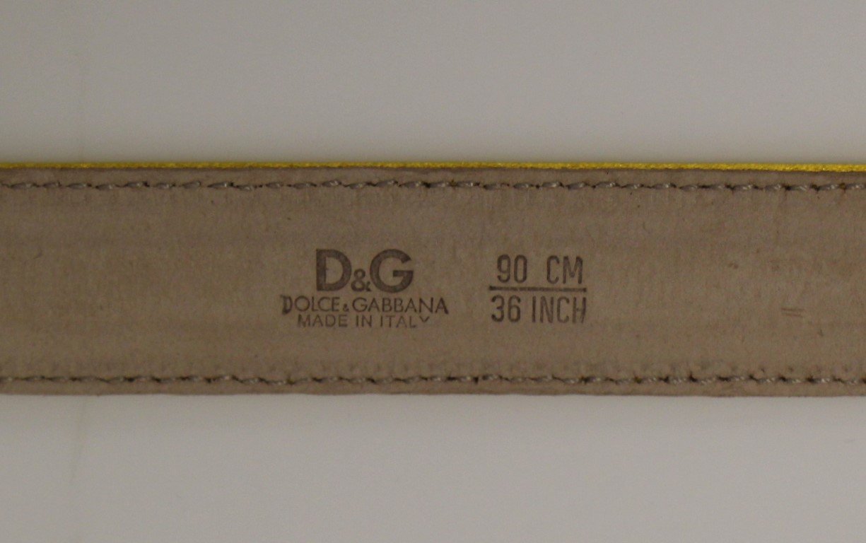 Yellow Leather Silk Logo Belt