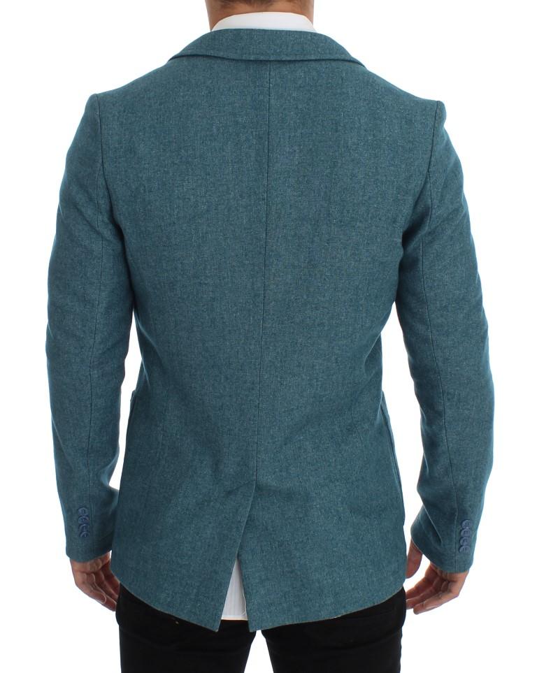 Blue Wool Blend Two Button Blazer