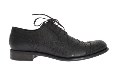 Black Leather Oxford Wingtip Shoes