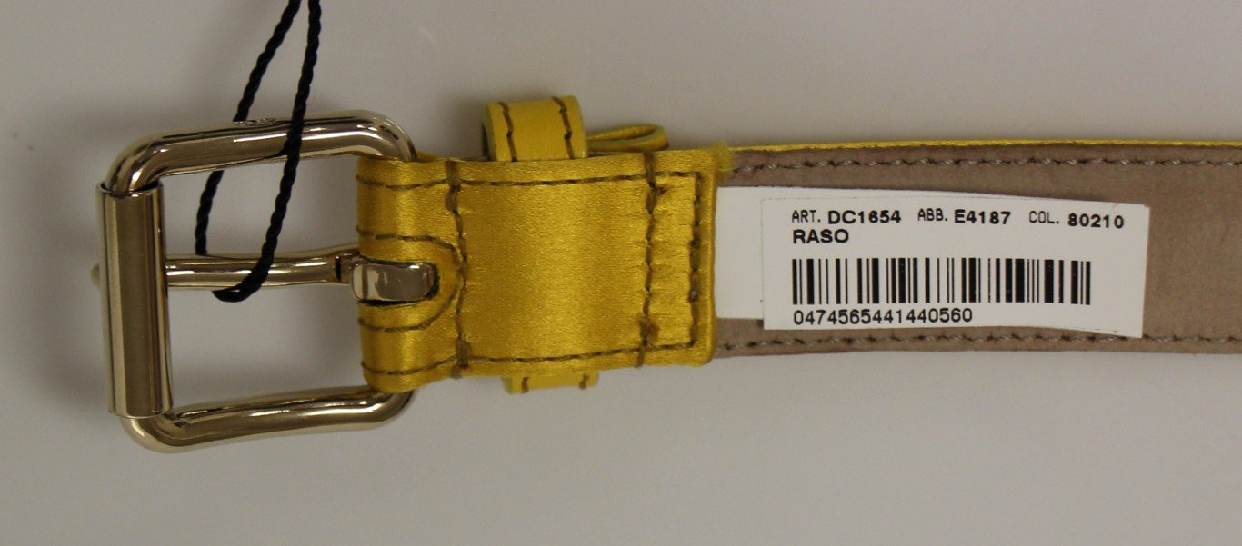 Yellow Leather Silk Logo Belt