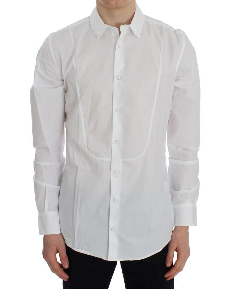 White Cotton Slim GOLD Formal Shirt
