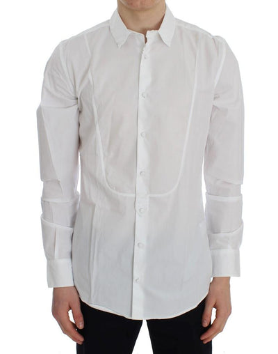 White Cotton Slim GOLD Formal Shirt