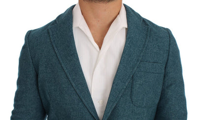 Blue Wool Blend Two Button Blazer