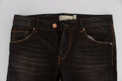 Brown Wash Cotton Stretch Slim Fit Jeans