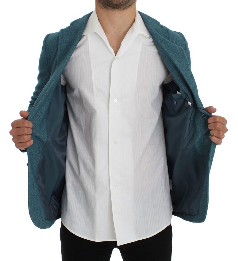 Blue Wool Blend Two Button Blazer