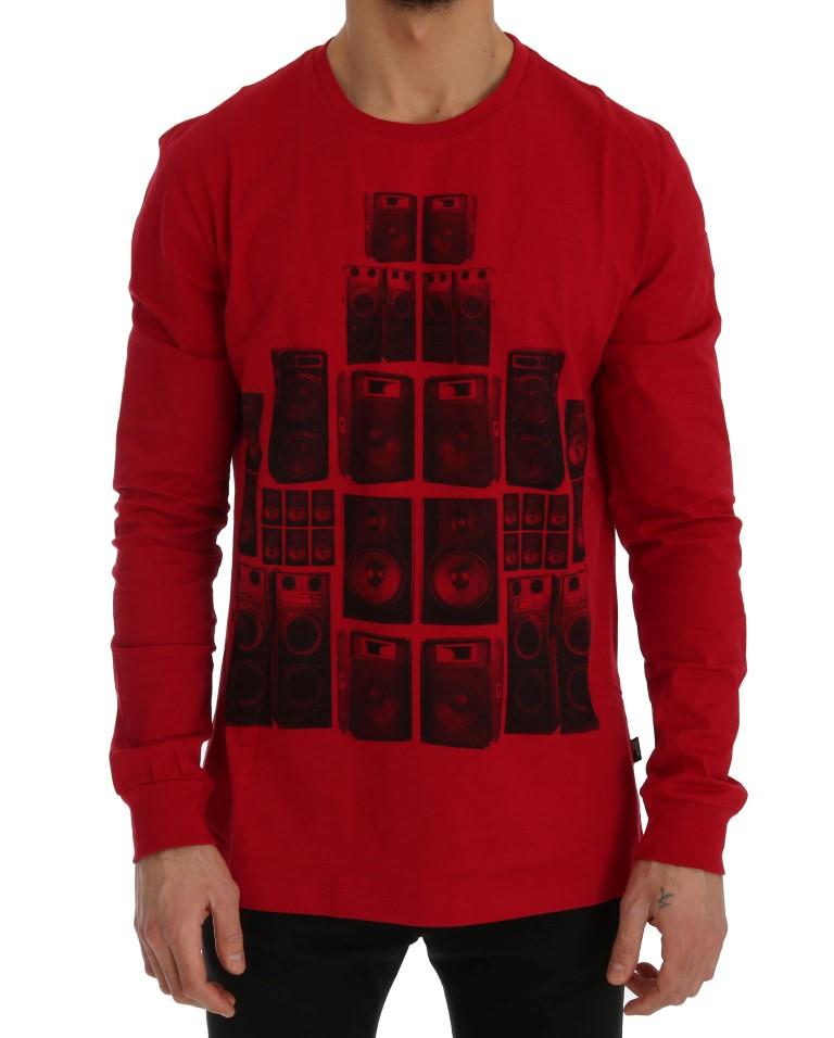 Red Motive Cotton Long Sleeve T-Shirt