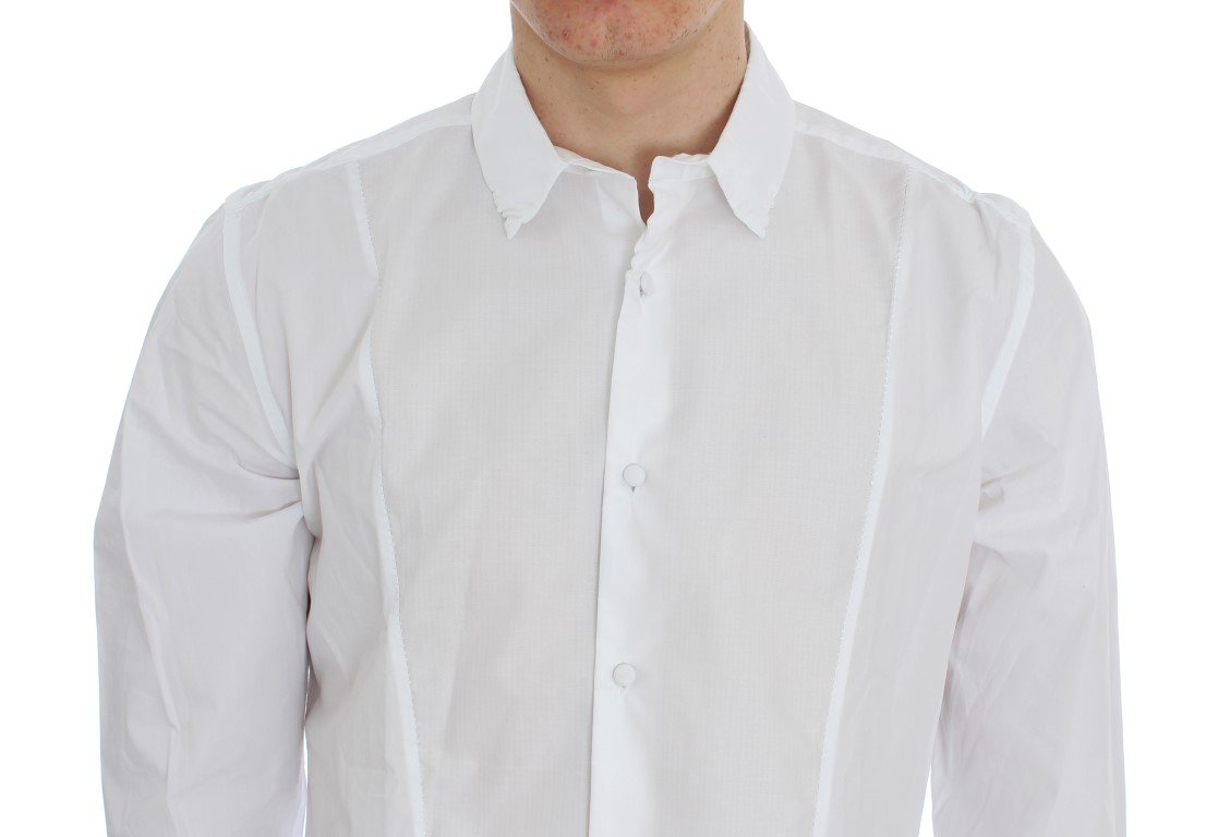 White Cotton Slim GOLD Formal Shirt