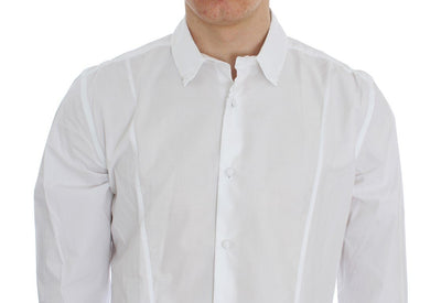 White Cotton Slim GOLD Formal Shirt