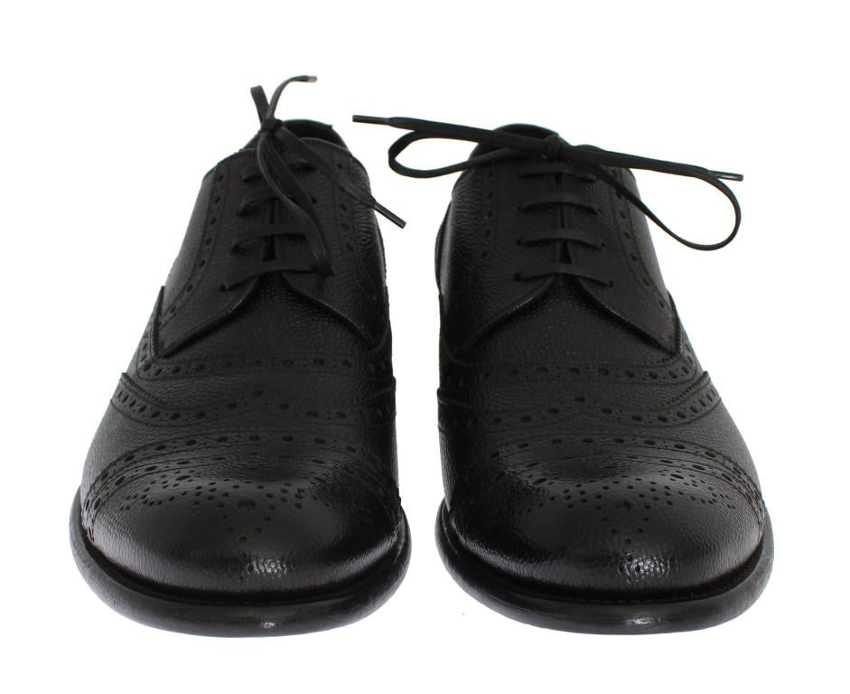 Black Leather Oxford Wingtip Shoes
