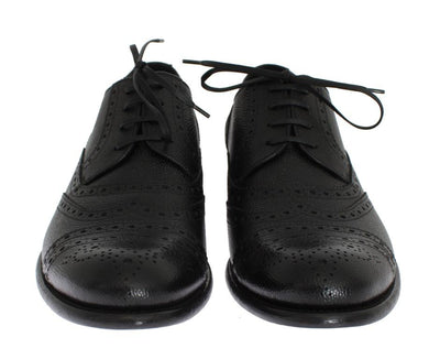 Black Leather Oxford Wingtip Shoes