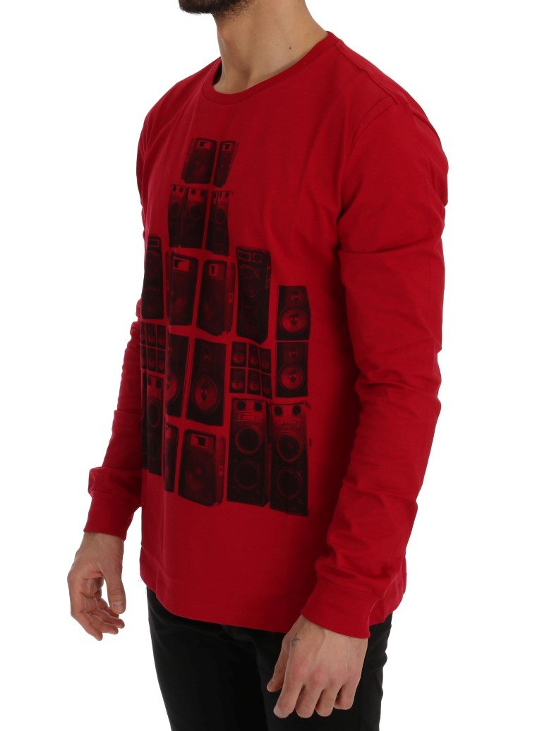 Red Motive Cotton Long Sleeve T-Shirt