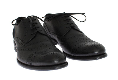 Black Leather Oxford Wingtip Shoes
