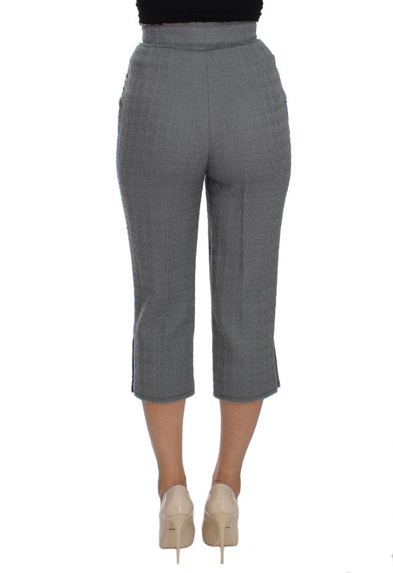 Gray Wool Stretch High Waist 3/4 Pants