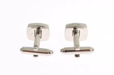 Green Silver Brass Branded Round Cufflinks