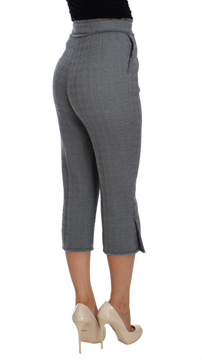 Gray Wool Stretch High Waist 3/4 Pants