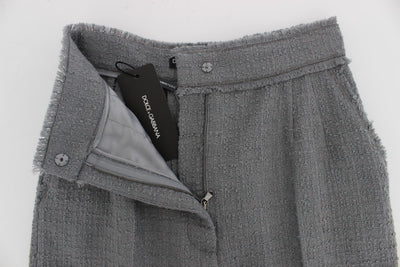Gray Wool Stretch High Waist 3/4 Pants
