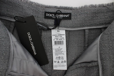 Gray Wool Stretch High Waist 3/4 Pants