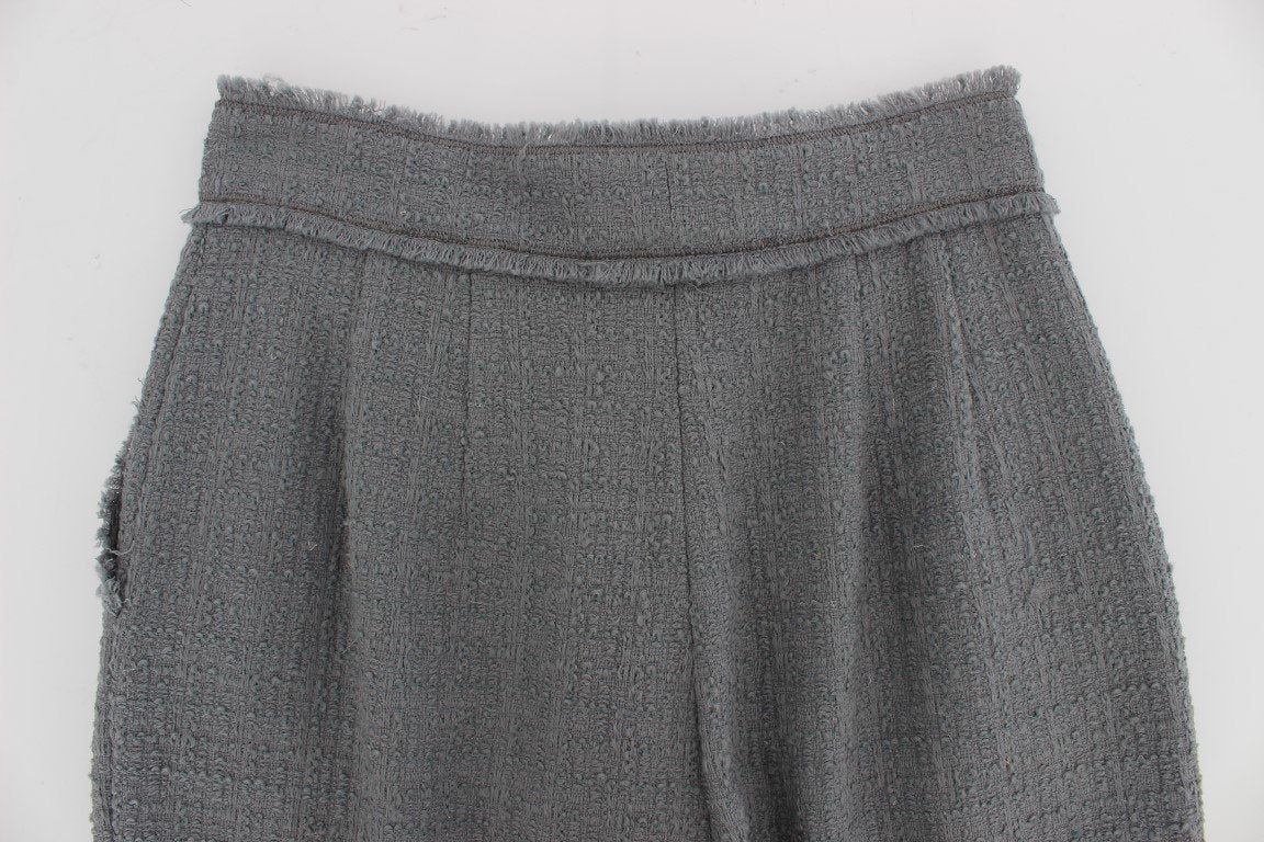 Gray Wool Stretch High Waist 3/4 Pants