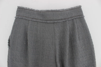 Gray Wool Stretch High Waist 3/4 Pants