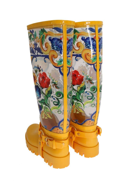Majolica Print Rain Rubber Boots