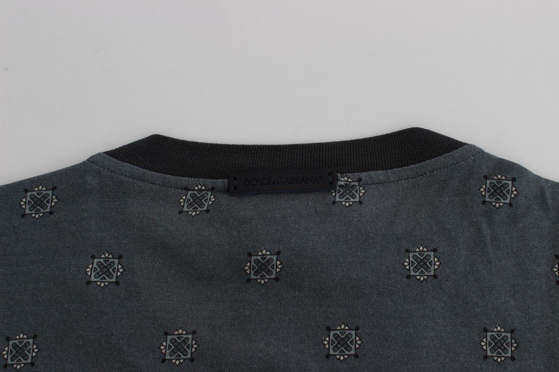 Blue Cotton Silk Baroque Henley T-shirt
