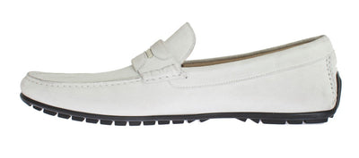 White Leather Suede Loafers