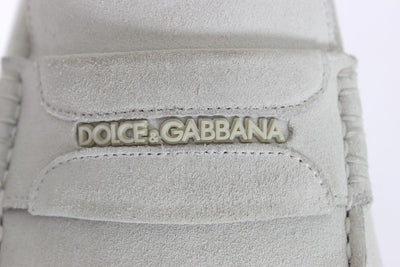 White Leather Suede Loafers