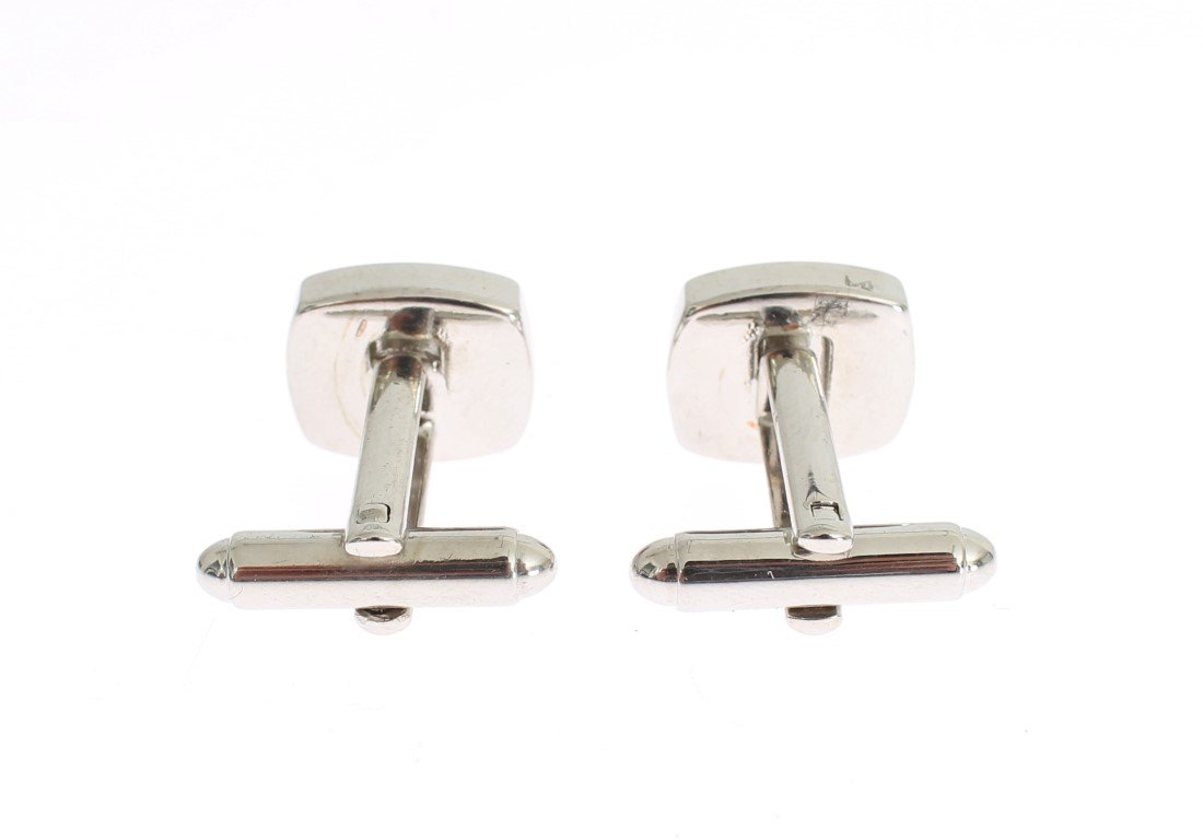 Yellow Silver Brass Branded Round Cufflinks