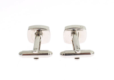 Yellow Silver Brass Branded Round Cufflinks