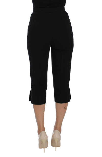 Black Wool Stretch High Waist 3/4 Pants