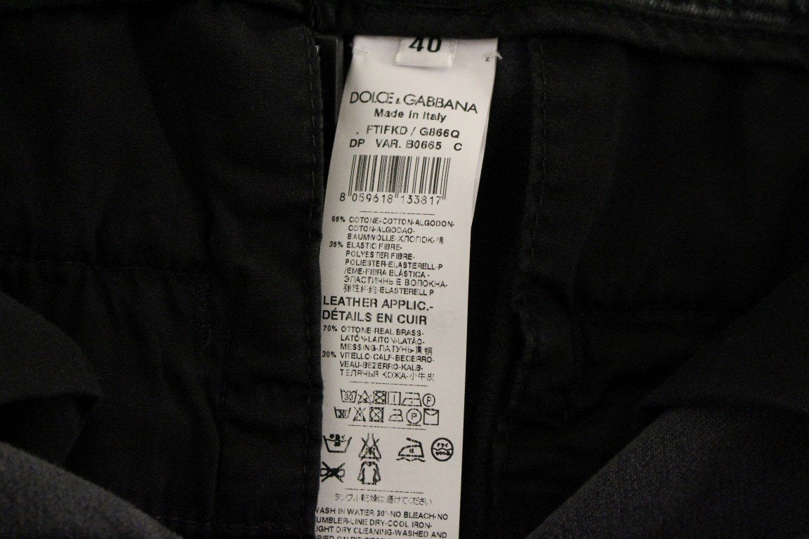 Gray Cotton Cropped Jeans Pants