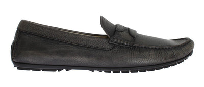 Gray Leather Loafers Shoes