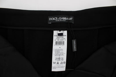 Black Wool Stretch High Waist 3/4 Pants