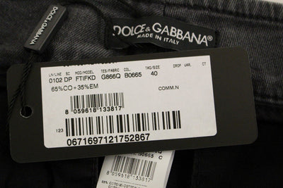 Gray Cotton Cropped Jeans Pants