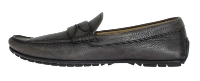 Gray Leather Loafers Shoes