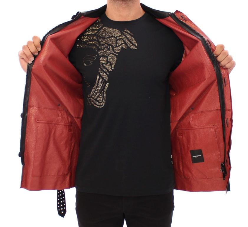 Black leather short sleeve jacket