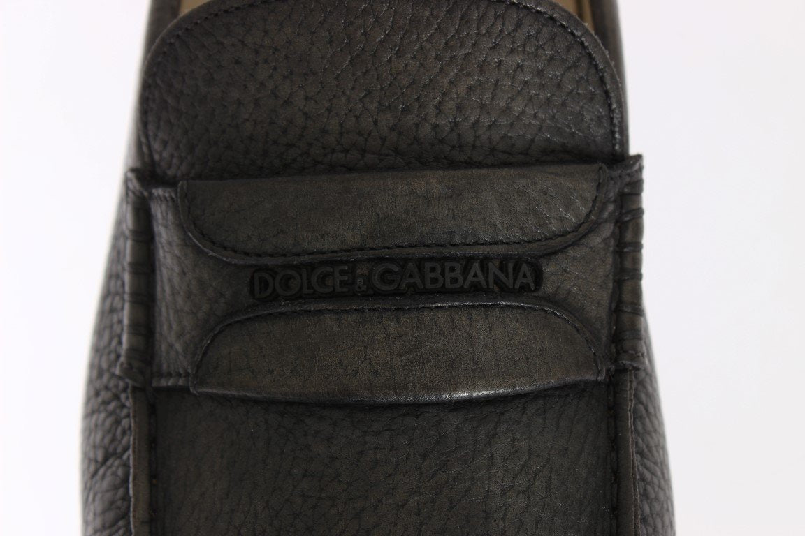Gray Leather Loafers Shoes