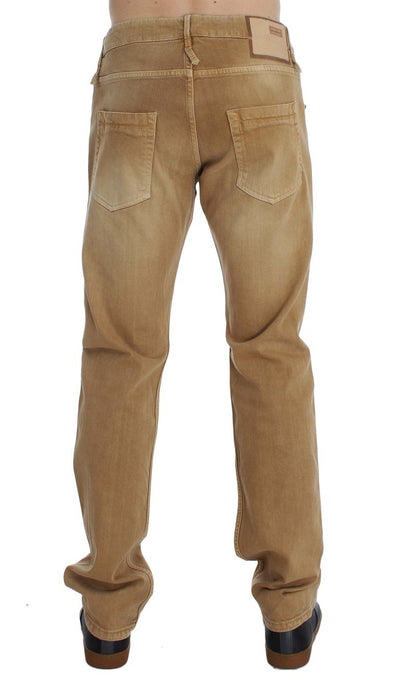 Beige Wash Cotton Stretch Regular Fit Jeans