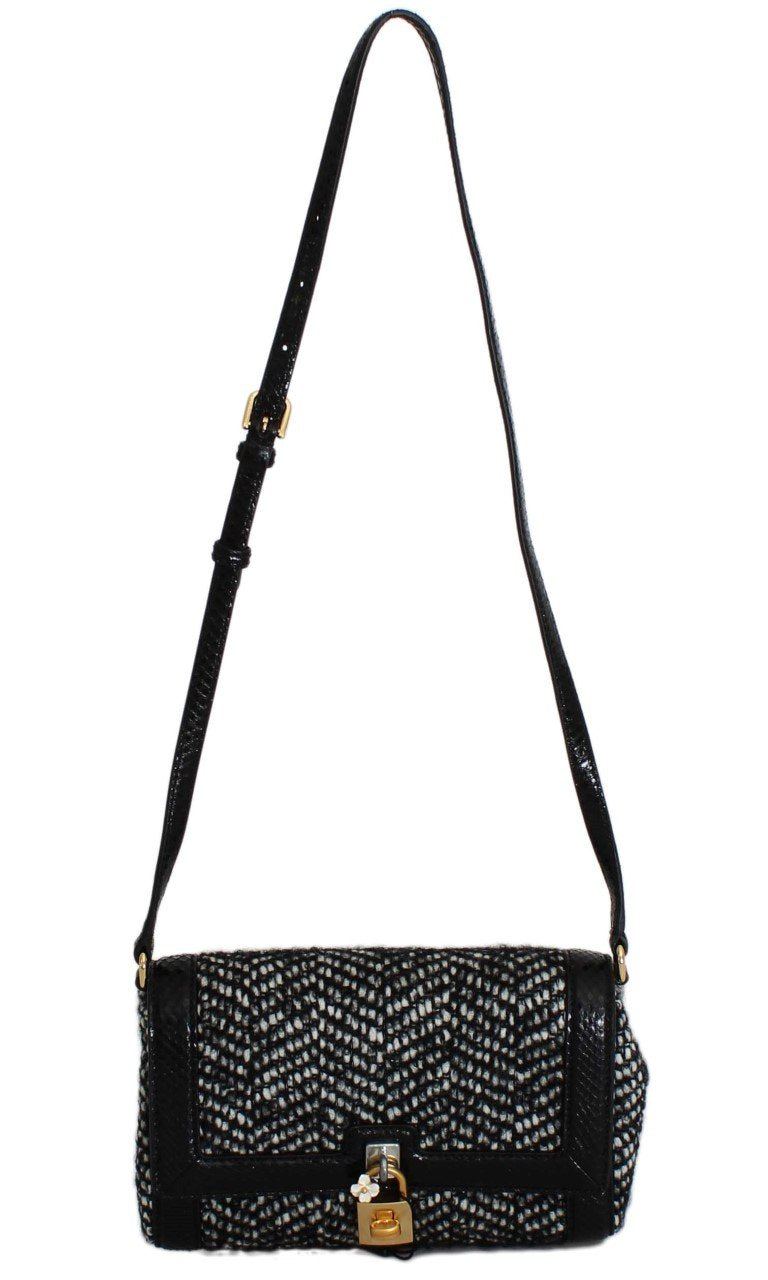 Black GLAM Tweed Snakeskin Shoulder Bag