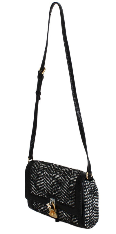 Black GLAM Tweed Snakeskin Shoulder Bag