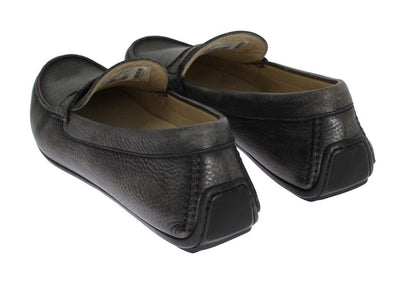 Gray Leather Loafers Shoes